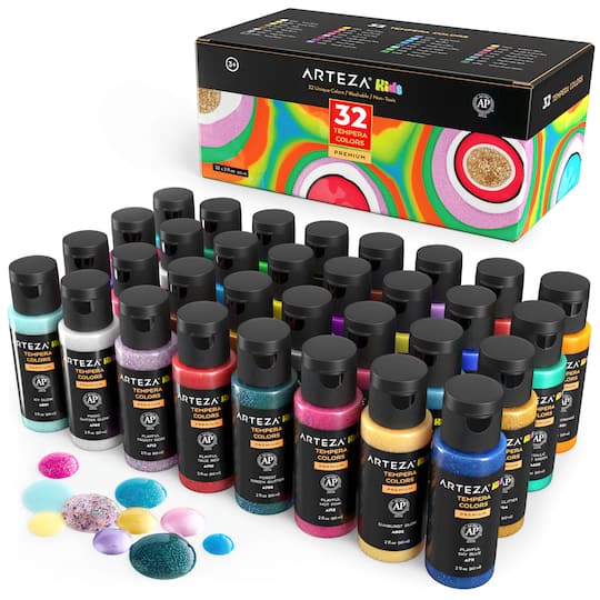 Arteza&#xAE; 32 Color Tempera Paint Set